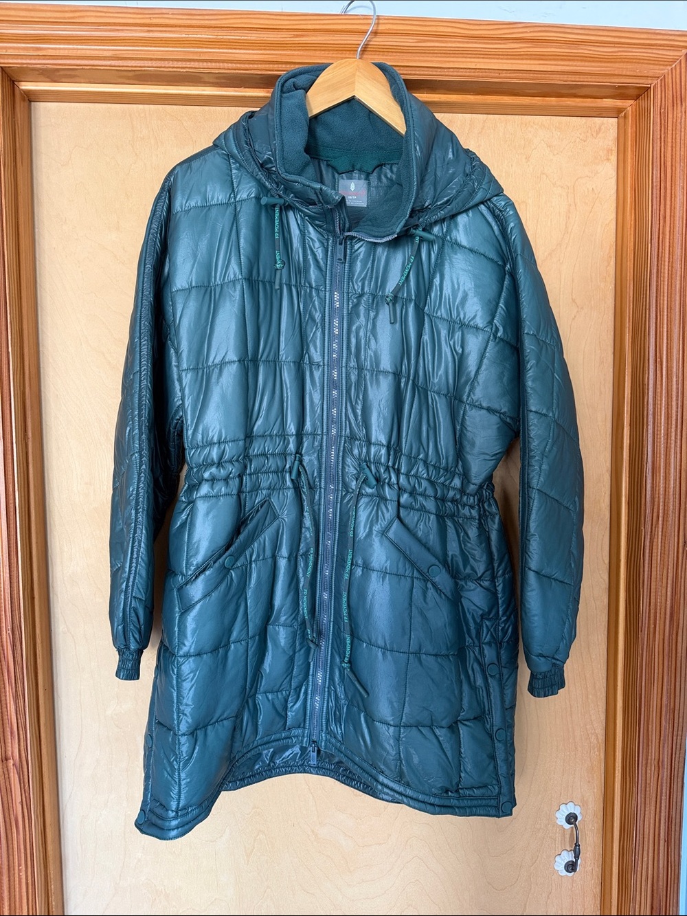 FP Movement by Free People Teal Quilted Hooded Long Puffer Coat